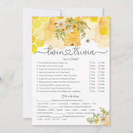 ツイントリビア甘いAs Can Bee Baby Shower Game 招待状