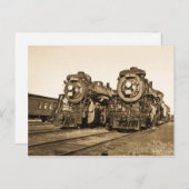 ツイントレインエンジンヴィンテージ機関車 ポストカード (正面/裏面)