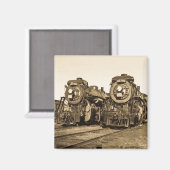 ツイントレインエンジンヴィンテージ機関車 マグネット (正面/裏面)