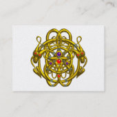 ツインドラゴンズ金ゴールドケルト結び目模様ホワイトパール 名刺 (裏面)