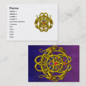 ツインドラゴン/金ゴールドケルト結び目模様紫ホワイト 名刺 (正面/裏面)