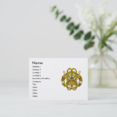 ツインドラゴン/金ゴールドケルト結び目模様紫ホワイト 名刺 (スタンド正面)