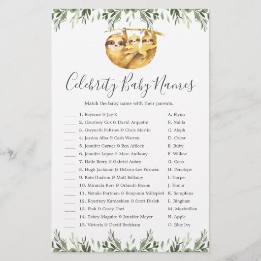 ツインナマズ赤ちゃんシャワー有名人赤ちゃんネームゲーム (正面)