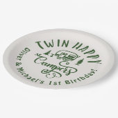 ツインハッピーキャンパーズブラウンミニマリスト1st誕生日 ペーパープレート (アングル)