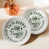 ツインハッピーキャンパーズブラウンミニマリスト1st誕生日 ペーパープレート