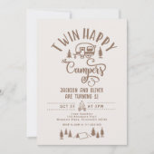 ツインハッピーキャンパーズボーイフォレスト1歳の誕生日 招待状 (正面)