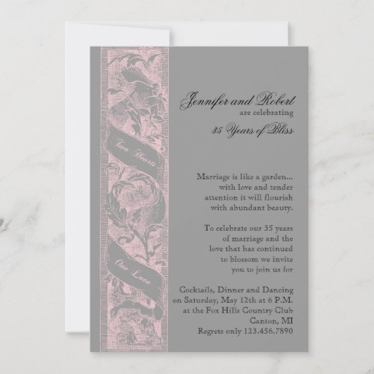 ツインハーツ ワンラブ ウェディングアニバーサリー 招待状 (正面)