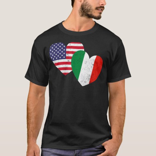 ツインハートイタリアUSA動揺してフラグイタリアン Tシャツ (正面)