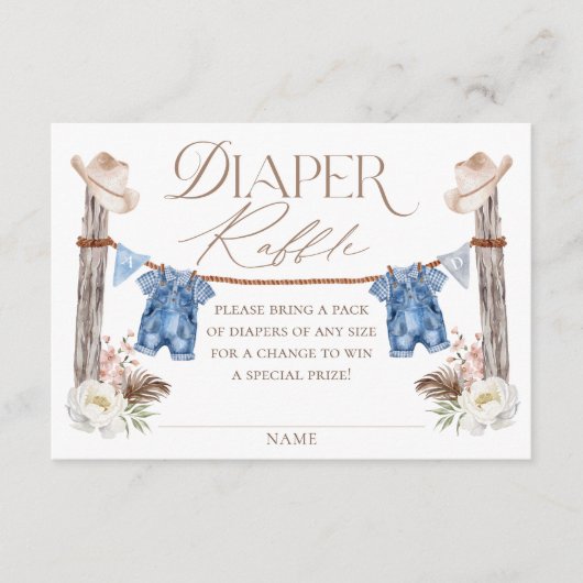 ツインバッカロスカウボーイズブルーウェスタンおむつラッフル エンクロージャーカード (正面)