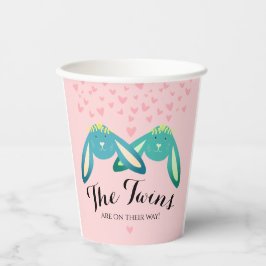 ツインバニーズベビーシャワーオンパステルピンクパーティー 紙コップ