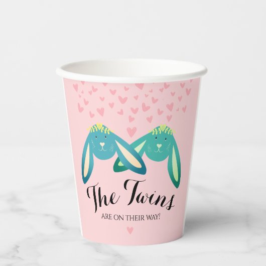 ツインバニーズベビーシャワーオンパステルピンクパーティー 紙コップ (正面)