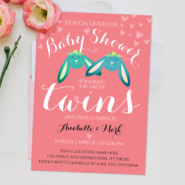 ツインバニーズベビーシャワーパステルカラーパーティーInvite 招待状