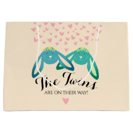 ツインバニーラブリーベビーシャワーライトイエローパーティー ラージペーパーバッグ