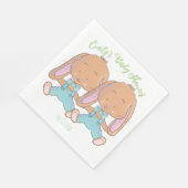 ツインバニー赤ちゃんシャワーホワイトペーパーナプキン スタンダードランチョンナプキン (角)