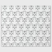 ツインバラとベースクレフ、 音符記号 ラッピングペーパー (フラット)