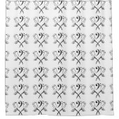 ツインバラオーバーベースクレフ、 音符記号 シャワーカーテン (正面)