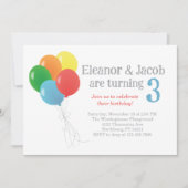 ツインバルーン誕生日招待状クラシックパーティー 招待状 (正面)