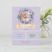 ツインバンニースパープルフローラ誕生日パーティー招待状 (スタンド正面)