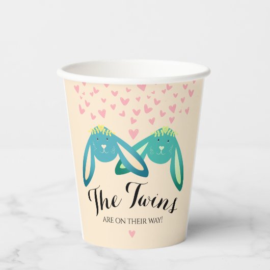 ツインバンニーベビーシャワーライトイエローパーティー 紙コップ (正面)