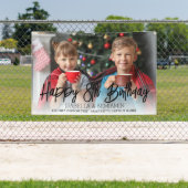 ツインバースデーパーティーの子供たち任意の年齢のカスタム写真 横断幕 (インサイチュ)