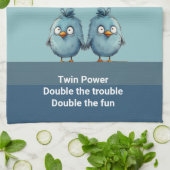 ツインパワーダブルトラブルダブルおもしろい キッチンタオル (折り畳み)