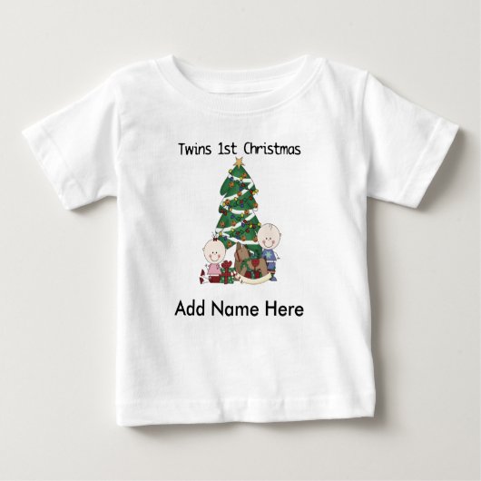 ツインパーソナライズされた1stクリスマスTシャツ ベビーTシャツ (正面)