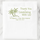 ツインパームツリーズグリーントロピカル 長方形シール (バッグ)