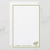 ツインパームツリートロピカルグリーンパーソナライズされた 便箋 (正面/裏面)