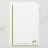 ツインパームツリートロピカルグリーンパーソナライズされた 便箋 (正面/裏面)