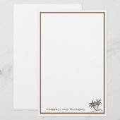 ツインパームツリートロピカルブラウンパーソナライズされた 便箋 (正面/裏面)