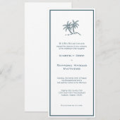 ツインパームツリー トロピカル ブルー ウェディング 招待状 (正面/裏面)