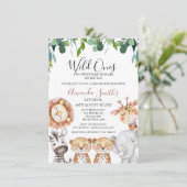 ツインヒョウ野生のワンサファリベイビーシャワー 招待状 (スタンド正面)