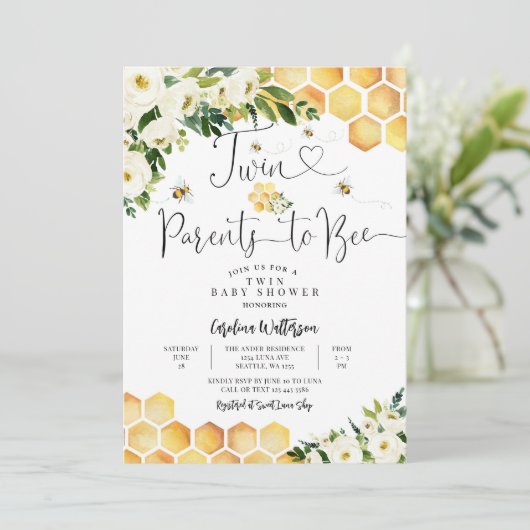 ツインビーの親へビー男女兼用ベイビーシャワー 招待状 (スタンド正面)