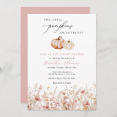 ツインピンクパンプキンガールベビーシャワー招待状 招待状 (正面/裏面)