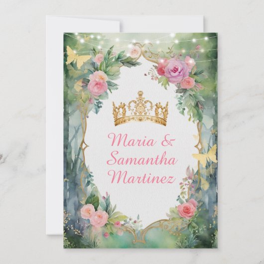 ツインピンクブルードレスフローラプリンセスミクリン 招待状 (裏面)