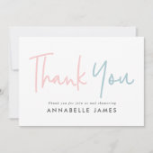 ツインピンクモダンブルー感謝していタイポグラフィスタイリッシュユー 招待状 (正面)