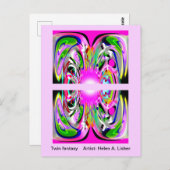 ツインファンタジー抽象芸術アート ポストカード (正面/裏面)