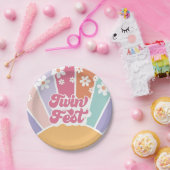 ツインフェストレトロサンシャインレインボーデイジー ペーパープレート (パーティー)