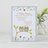 ツインフクロウベビーシャワー招待状 招待状 (スタンド正面)