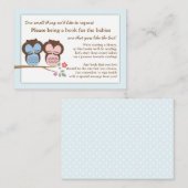 ツインフクロウ赤ちゃんシャワーブック挿入依頼カード エンクロージャーカード (正面/裏面)