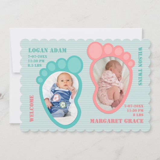 ツインフットプリントベビーの発表 案内状 (正面)