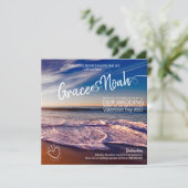 ツインフレーム先ビーチ結婚式招待状 セーブザデート (スタンド正面)