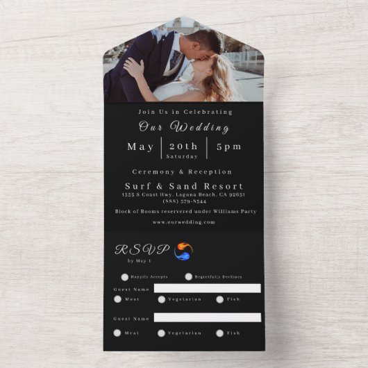 ツインフレーム ウェディングテーマ 招待状- オールインワン招待状 (内側)