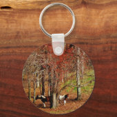 ツインブラウンとホワイトホース キーホルダー (正面)