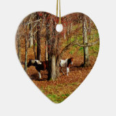 ツインブラウンとホワイトホース セラミックオーナメント (右)