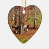 ツインブラウンとホワイトホース セラミックオーナメント (左)