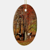 ツインブラウンとホワイトホース セラミックオーナメント (右)