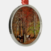 ツインブラウンとホワイトホース メタルオーナメント (右)