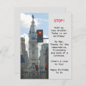 ツインブラザーズシティビュー誕生日フラットカード (正面/裏面)
