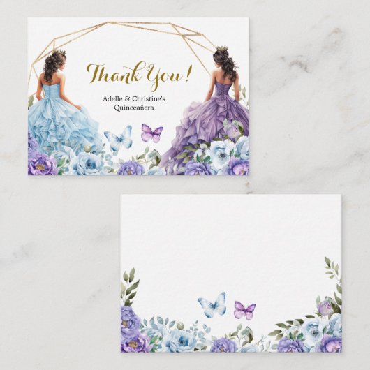 ツインブルーとパープルのバラプリンセスキンセアニラ エンクロージャーカード (正面/裏面)